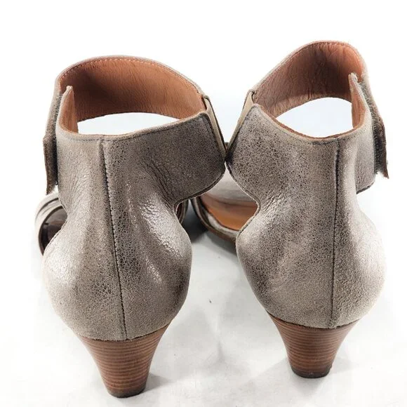 PAUL GREEN Coco Silver Metallic Leather Ankle Strap Sandals - Picture 6 of 8